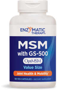 Enzymatic Therapy combines MSM (methylsulfonylmethane), a bioavailable form of sulfur necessary for the proper function of the body's skin, connective tissue, and immune system with glucoamine sulfate that supports healthy articular cartilage..